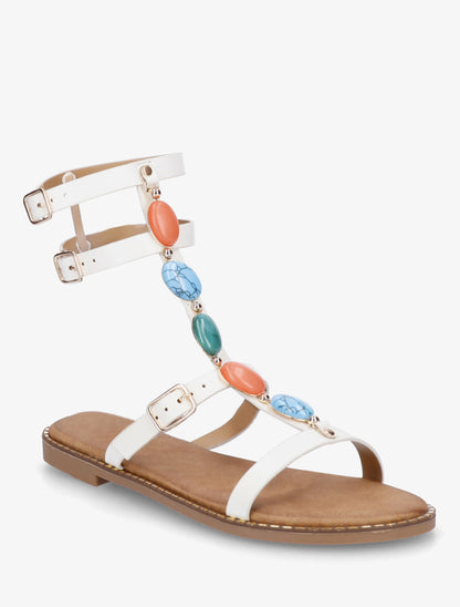 Sandali alla schiava con pietre - Bianco