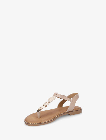 Nu-pieds à entredoigt et bijoux médailles - Taupe - 3