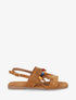 Sandales en suédine à franges et perles de bois - Camel - 1