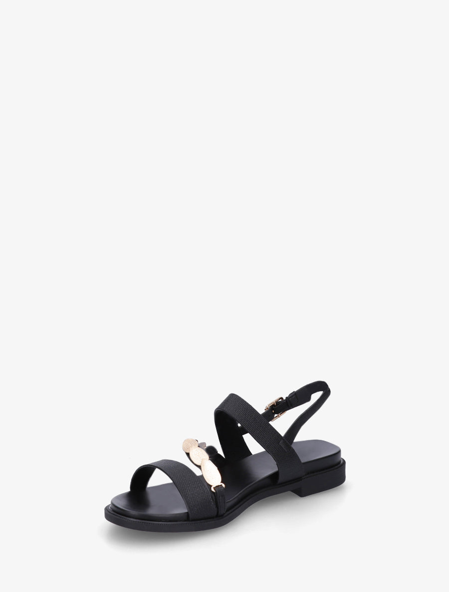 Nu-pieds en simili à bijou feuilles - Noir - 3