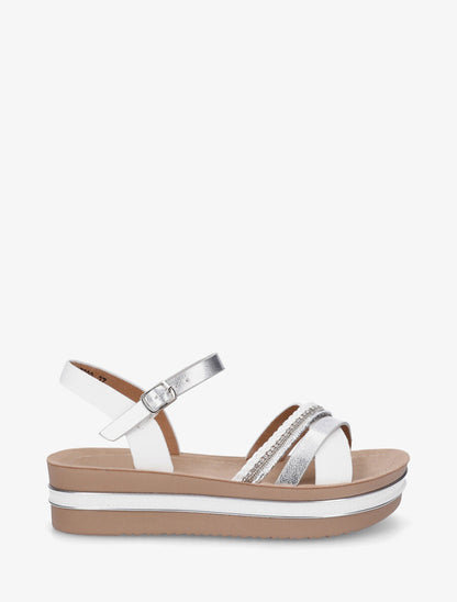 Sandales à plateforme et brides ornées de strass - Blanc - 1