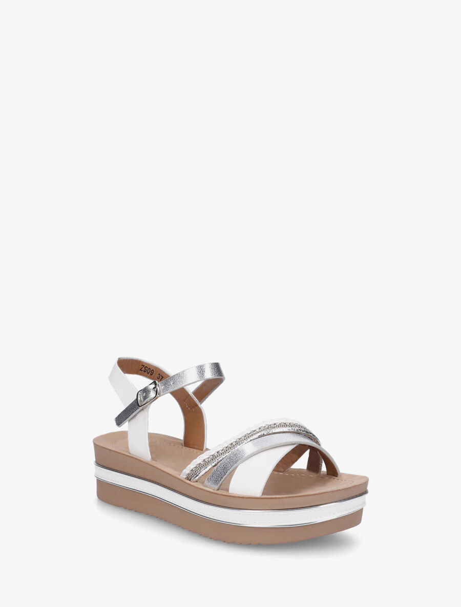 Sandales à plateforme et brides ornées de strass - Blanc - 2