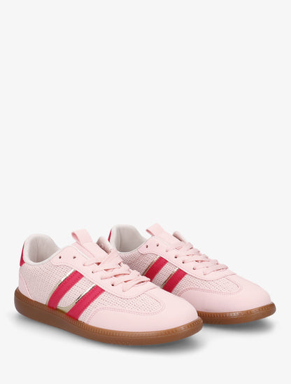 Baskets bi-matière à bandes contrastantes - Rose - 4