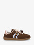 Sneakers à empiècement fleurs et bandes contrastantes - Marron - 1
