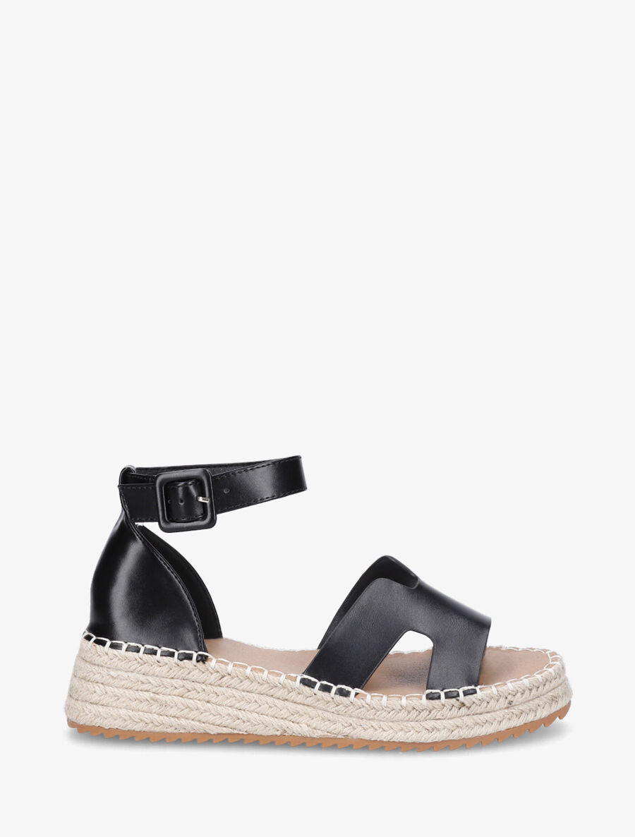 Sandales en simili style espadrilles - Noir - 5