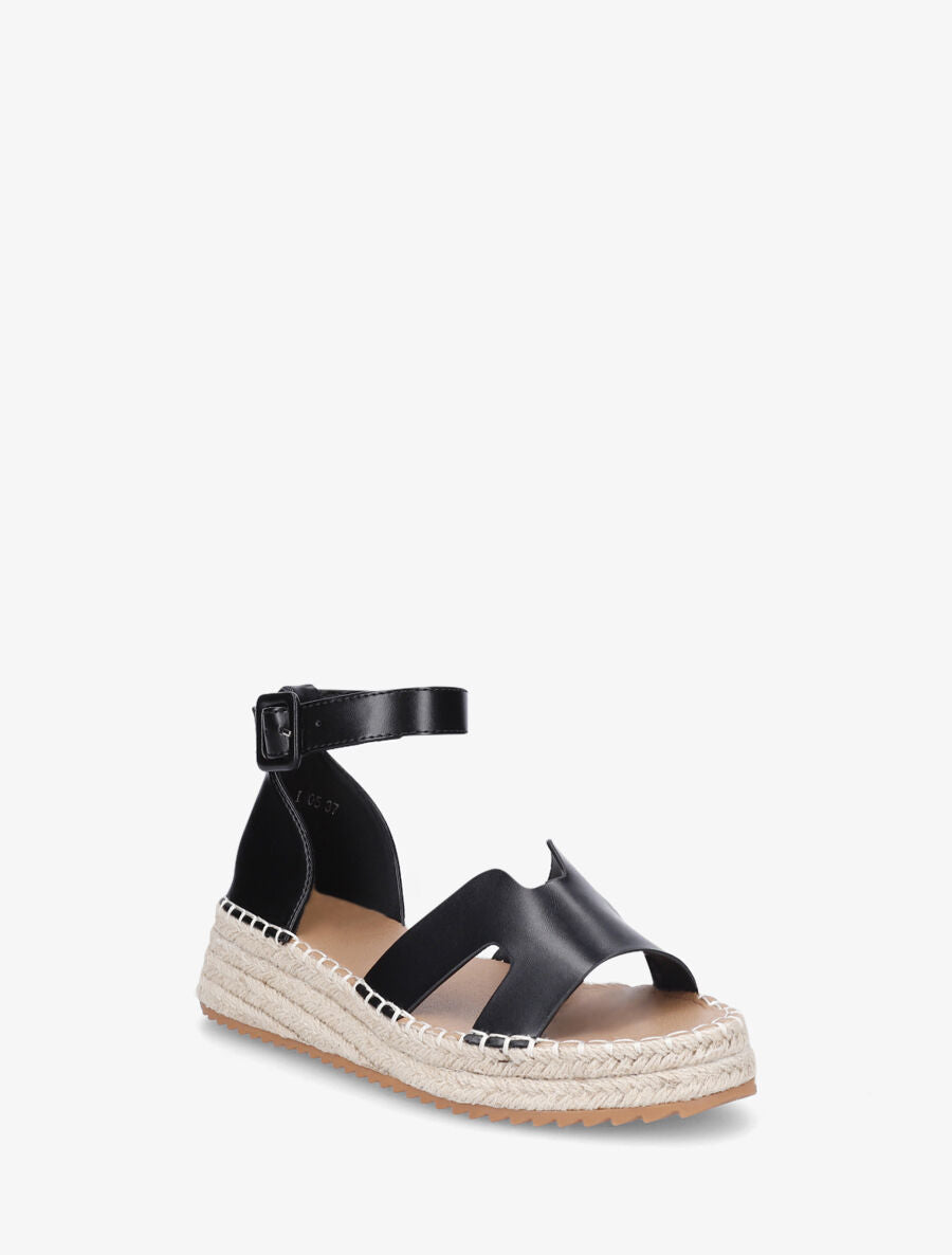 Sandales en simili style espadrilles - Noir - 2