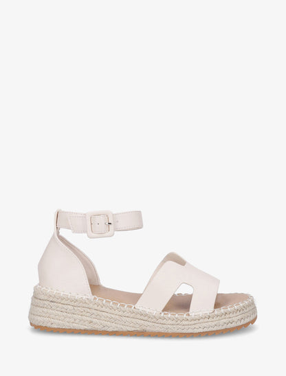 Sandales en simili style espadrilles - Beige - 1