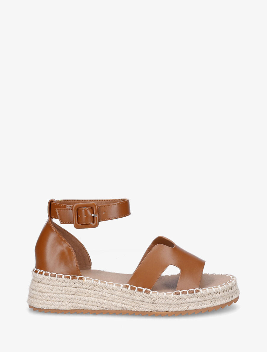 Sandales en simili style espadrilles - Camel - 5