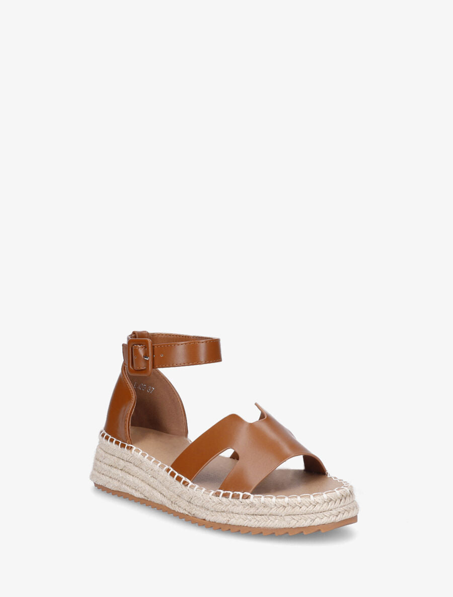 Sandales en simili style espadrilles - Camel - 2