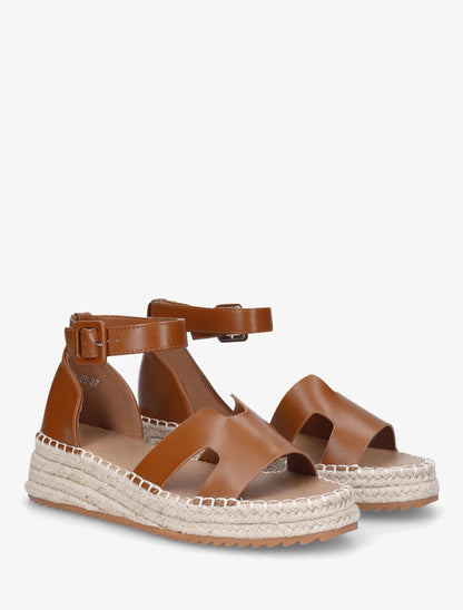 Sandales en simili style espadrilles - Camel - 4