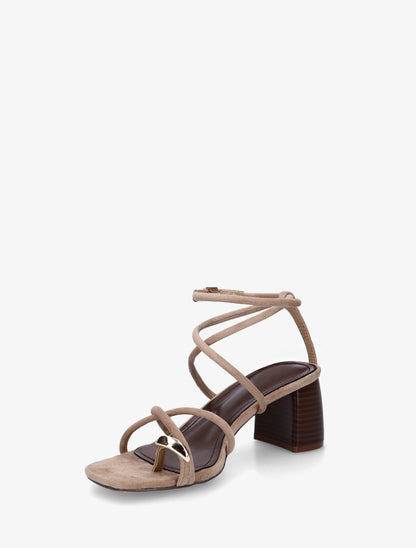 Sandales à fines brides et empiècement métal - Taupe - 3