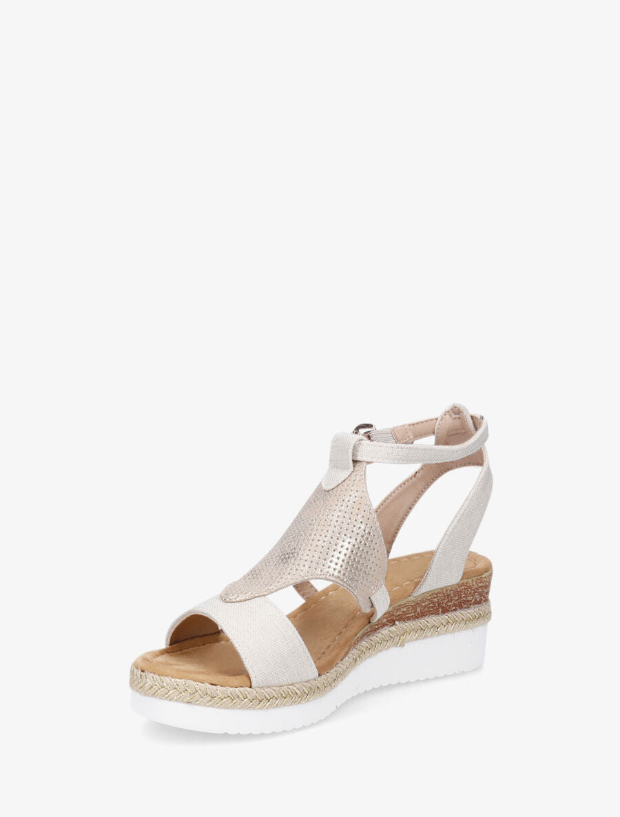 Sandales compensées bride losange irisé - Beige - 3