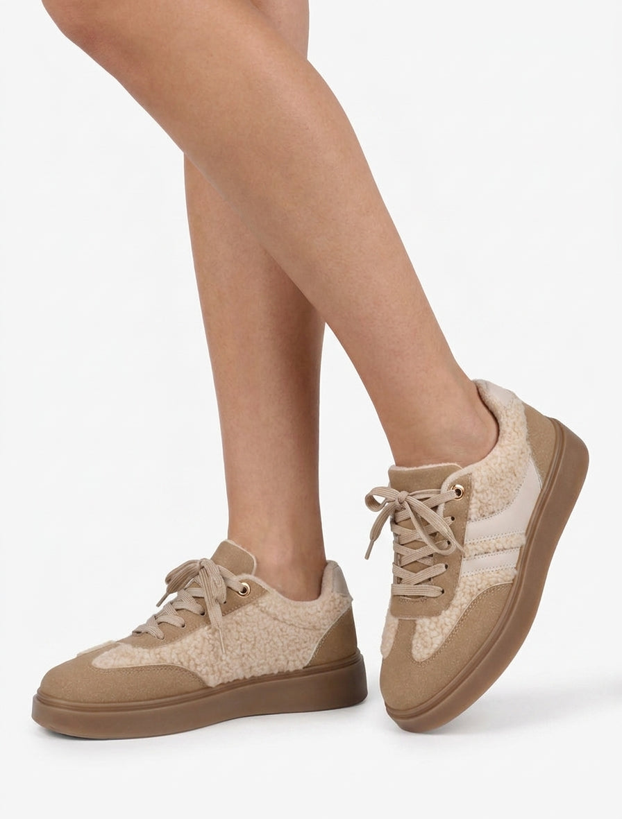 Sneakers basse con inserti effetto lana bouclé - Talpa
