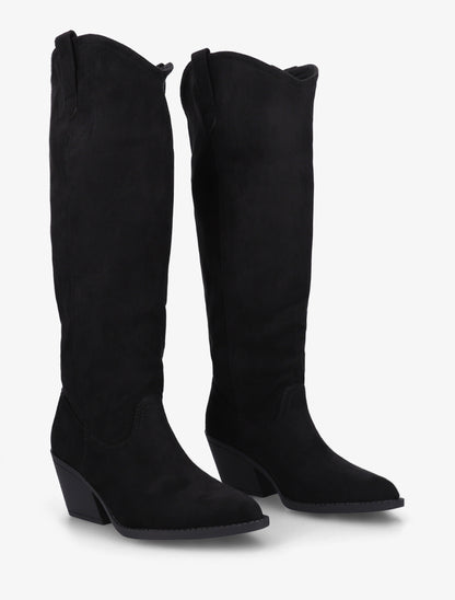 Bottes en suédine style santiag - Noir - 4