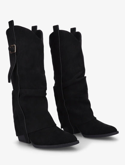 Bottes en suédine à revers - Noir - 4