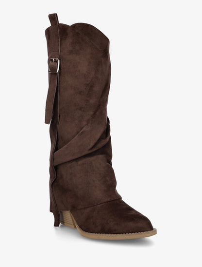 Bottes en suédine à revers - Marron - 2