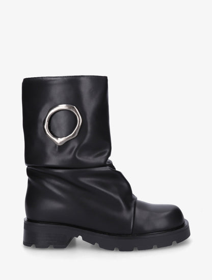 Bottines effet froissé à empiècement métal - Noir - 1
