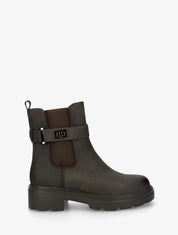 Bottines élastiquées à boucle décorative - Kaki - 1