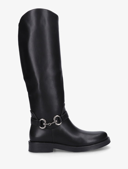 Bottes en simili à boucle métallique fantaisie - Noir - 1
