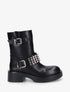 Boots style motard à clous et sangles - Noir - 1