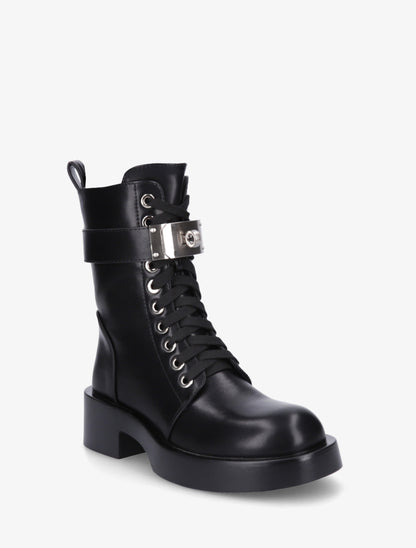 Boots style ranger à boucle décorative - Noir - 2
