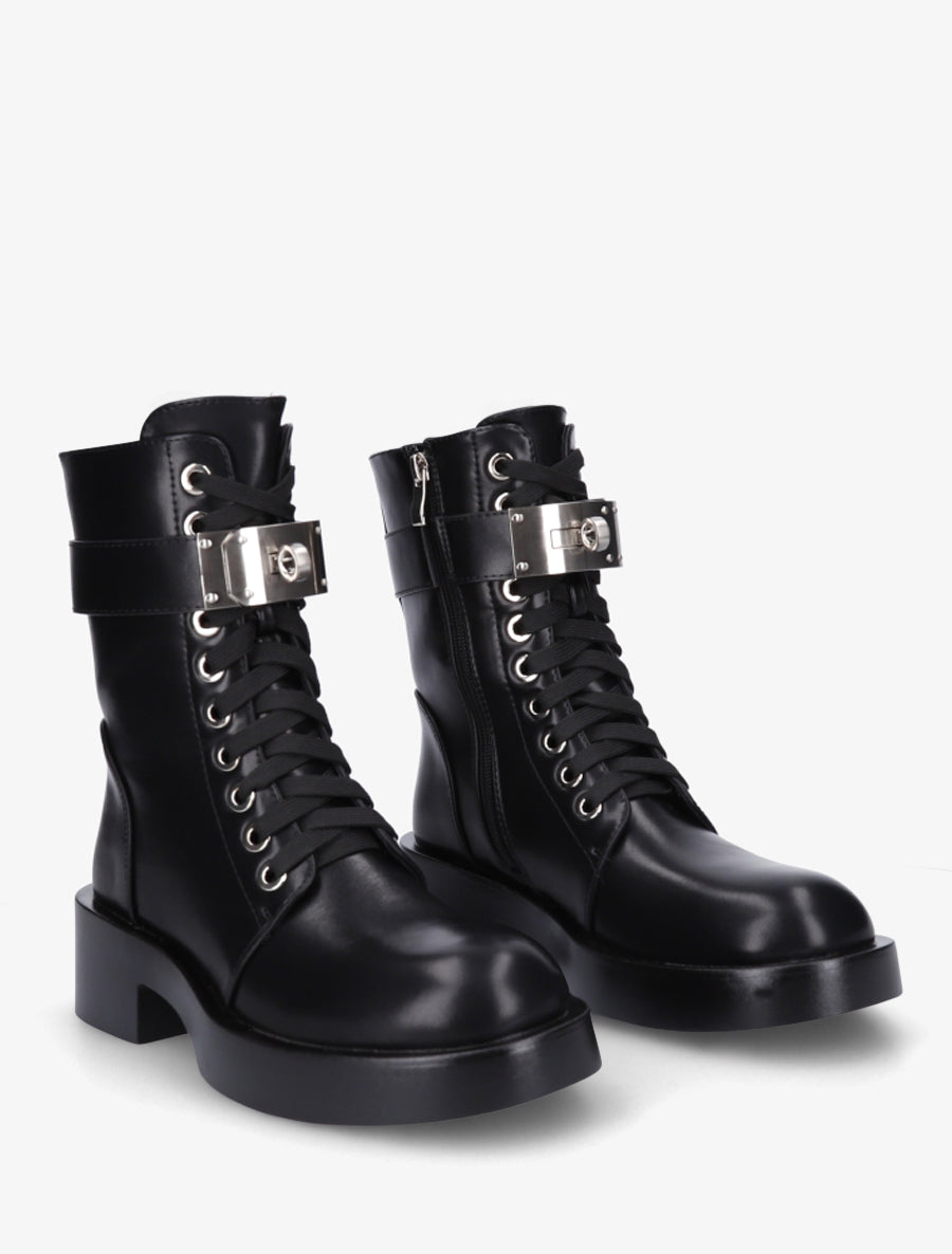 Boots style ranger à boucle décorative - Noir - 4