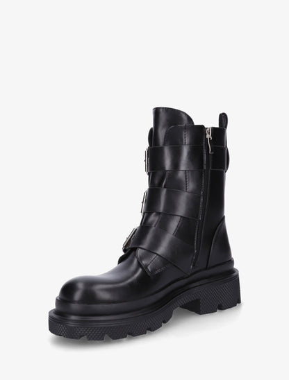 Bottines montantes à sangles et semelles crantées - Noir - 3