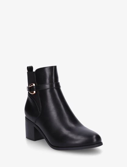 Bottines en simili à cheville élastiquée - Noir - 2