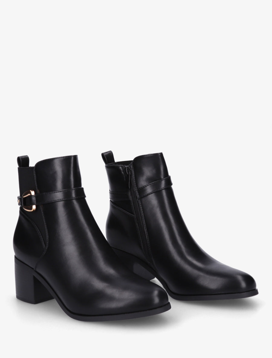 Bottines en simili à cheville élastiquée - Noir - 4