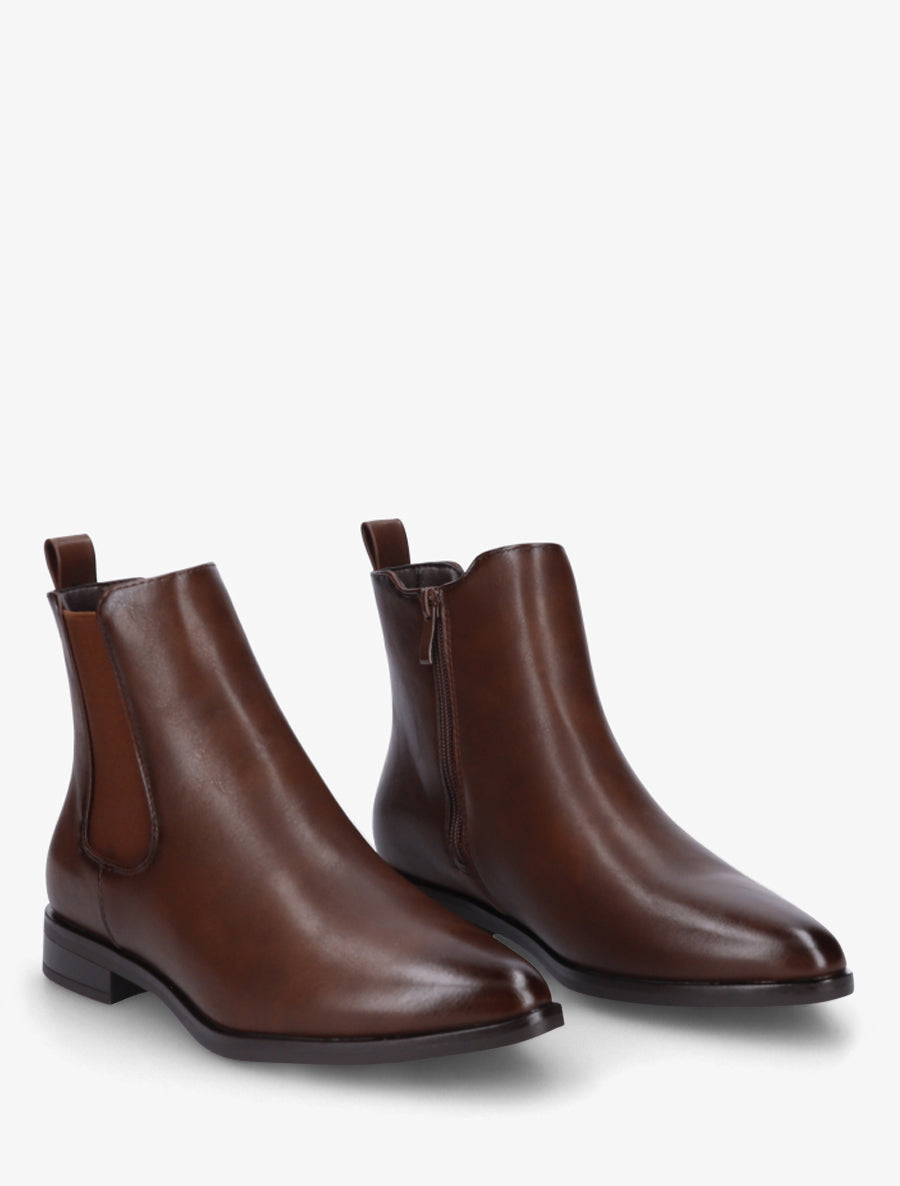 Bottines en simili à bouts pointus - Chocolat - 4