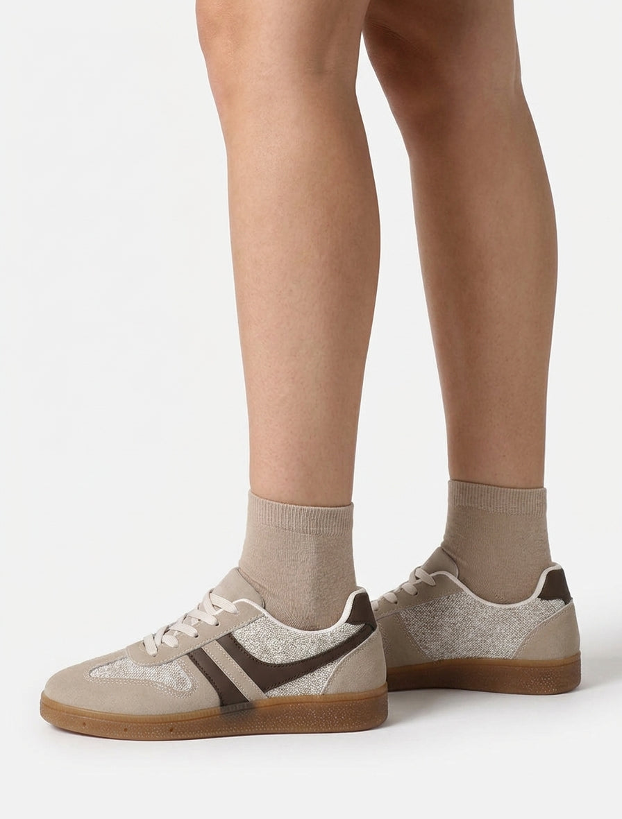 Sneakers con inserto in tessuto effetto tweed - Talpa