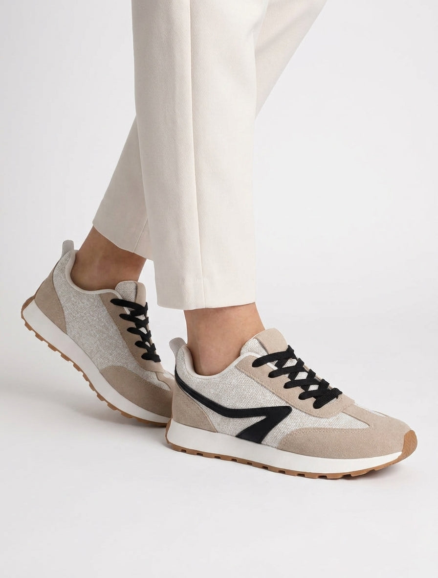 Sneakers con inserto in tessuto ed effetto nabuk - Talpa