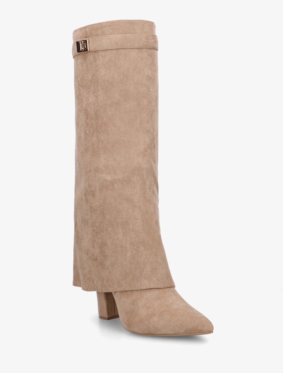 Bottes en suédine à revers - Taupe - 2