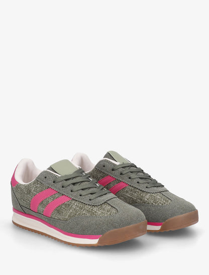 Sneakers en tissu effet tweed - Kaki - 4