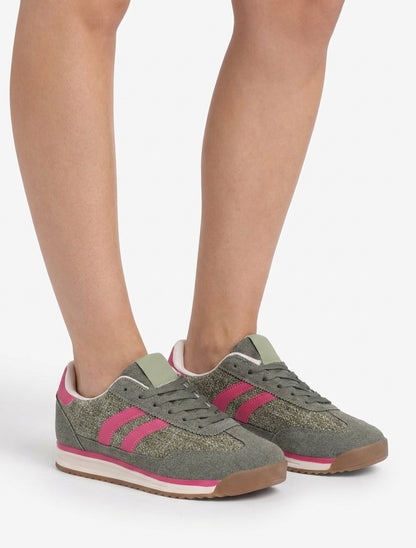 Sneakers in tessuto effetto tweed - Cachi