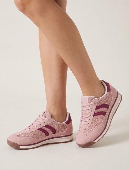 Sneakers in tessuto effetto tweed - Rosa