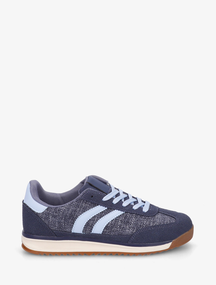 Sneakers en tissu effet tweed - Bleu - 1