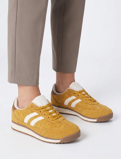 Sneakers in tessuto effetto tweed - Giallo senape