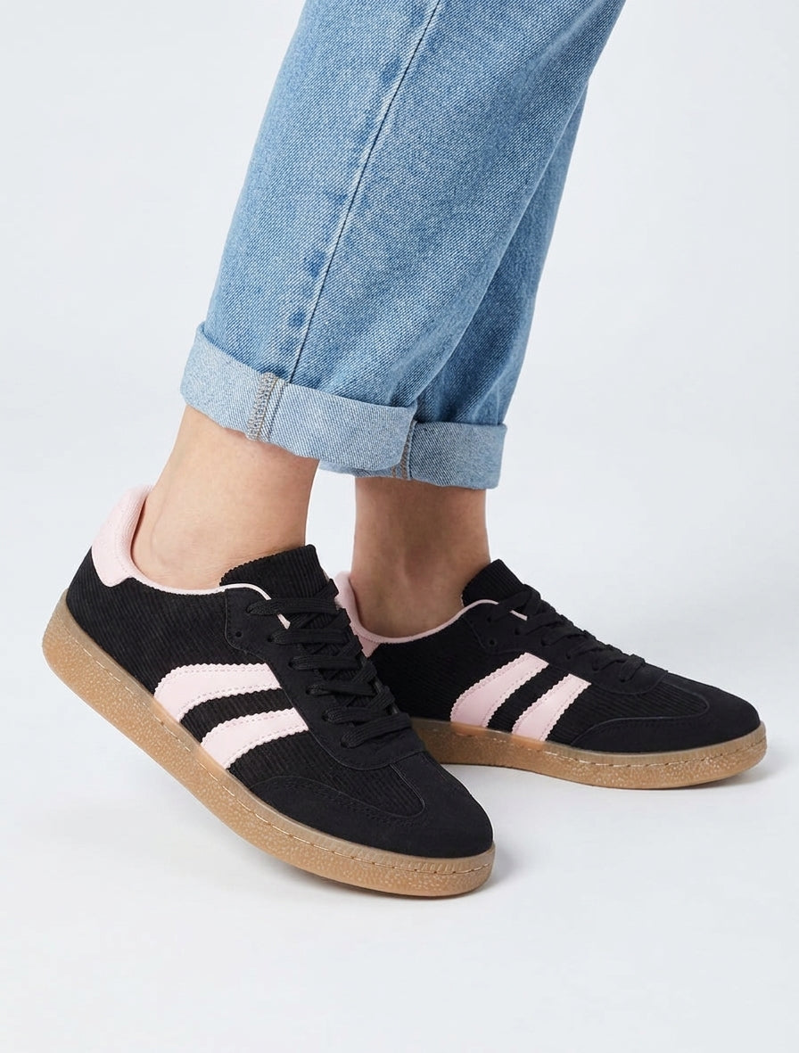 Sneakers in tessuto a coste - Nero
