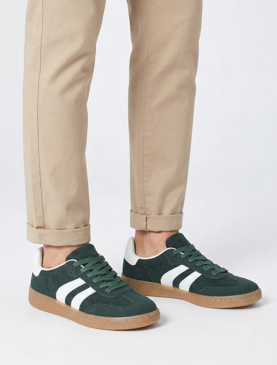 Sneakers in tessuto a coste - Verde abete