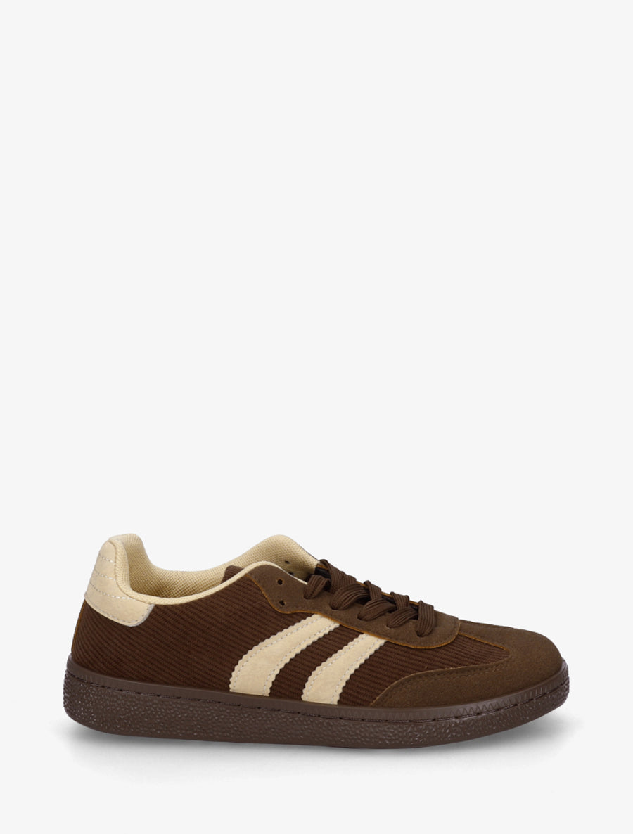 Sneakers en tissu côtelé - Marron - 1