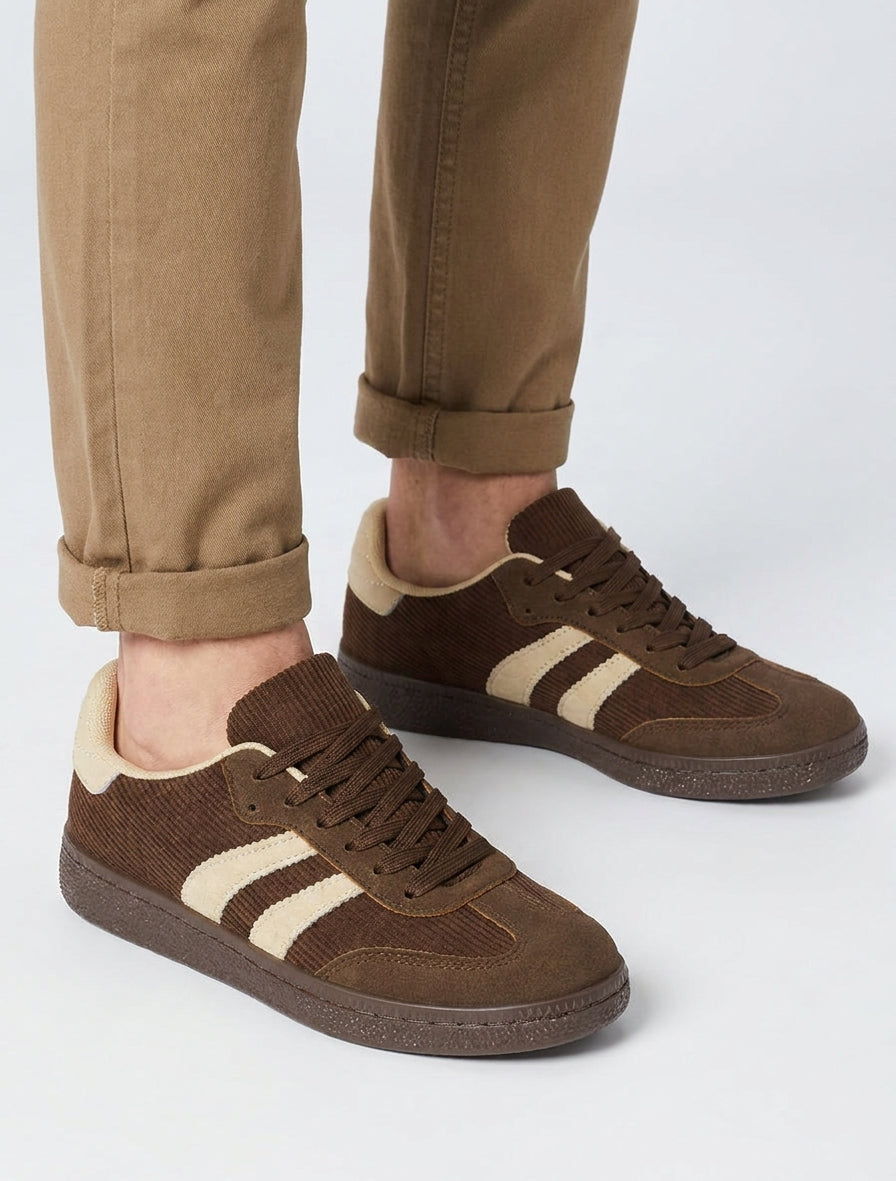 Sneakers in tessuto a coste - Marrone