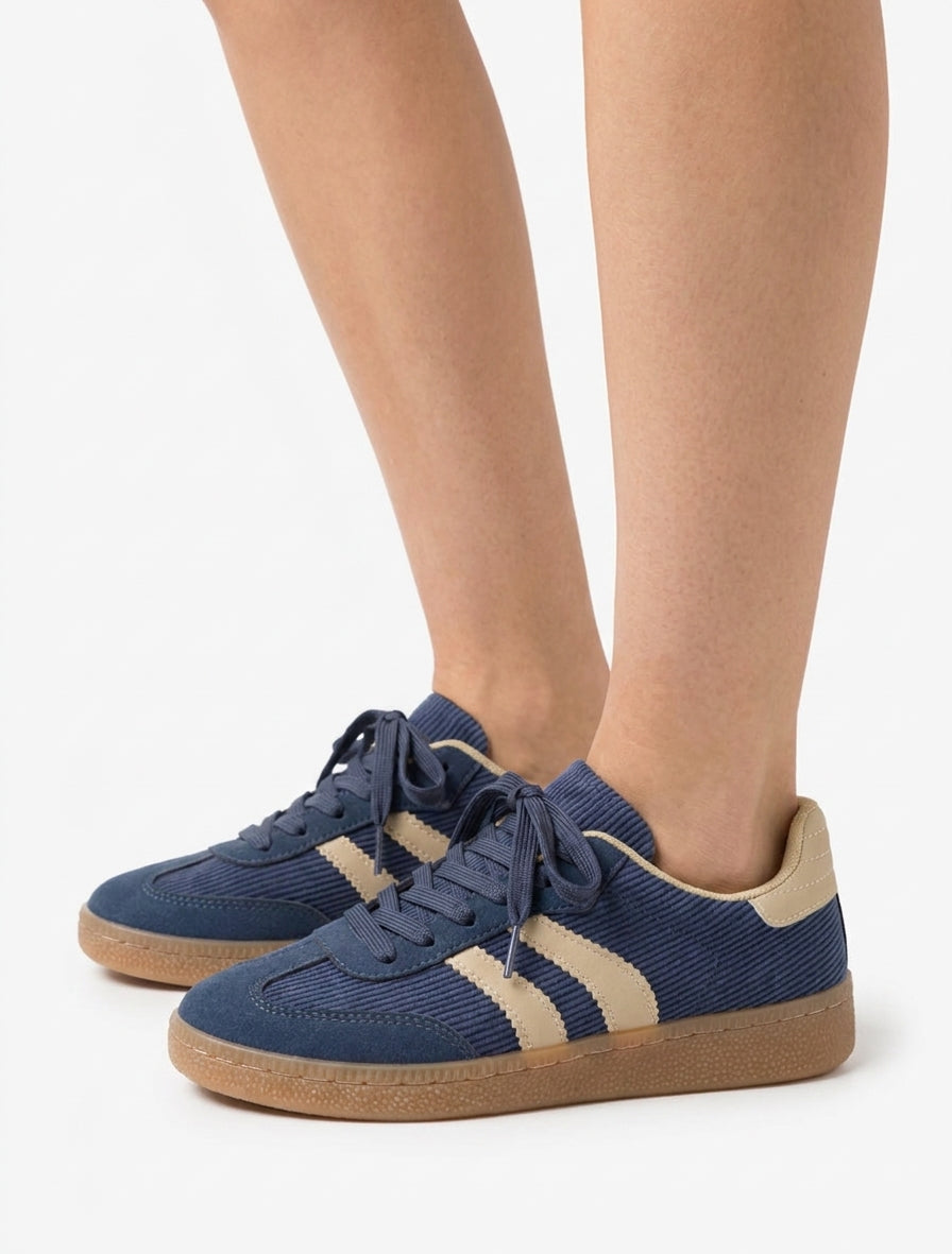 Sneakers in tessuto a coste - Blu