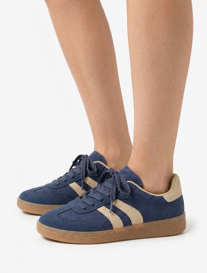 Sneakers in tessuto a coste - Blu