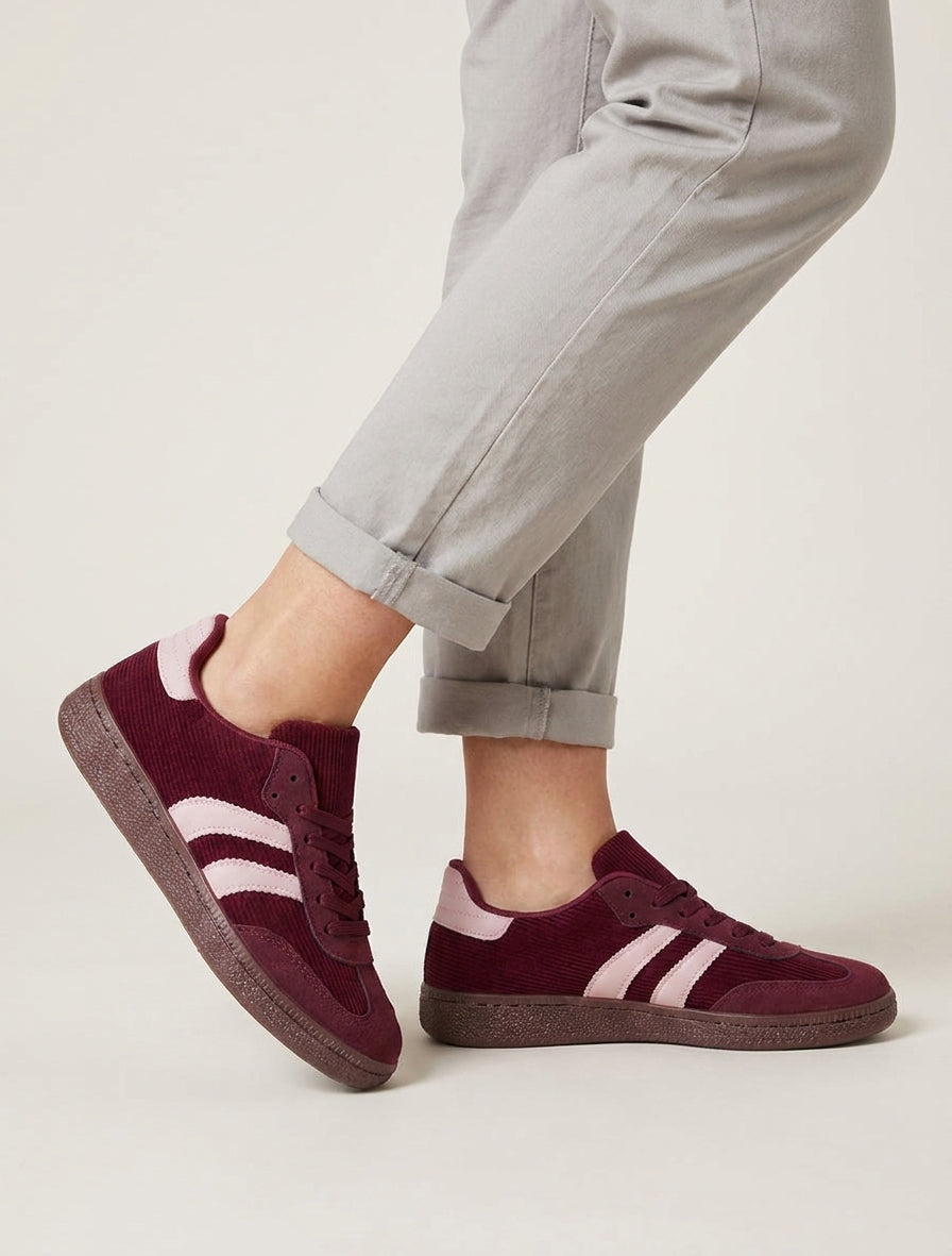Sneakers in tessuto a coste - Feccia di vino