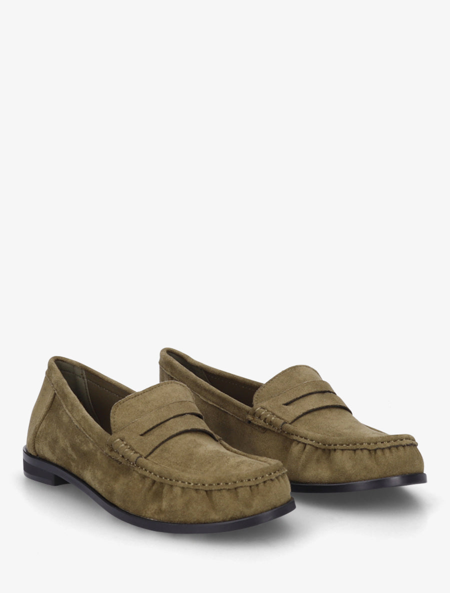 Mocassins en suédine effet froncé - Kaki - 4