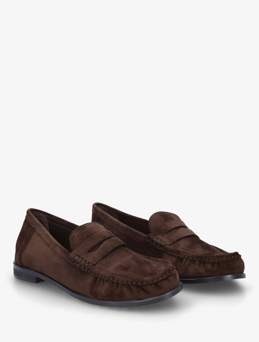 Mocassins en suédine effet froncé - Marron - 4