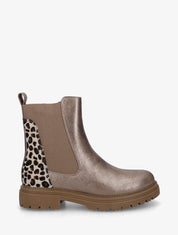 Bottines irisées à contrefort imprimé léopard - Taupe - 1