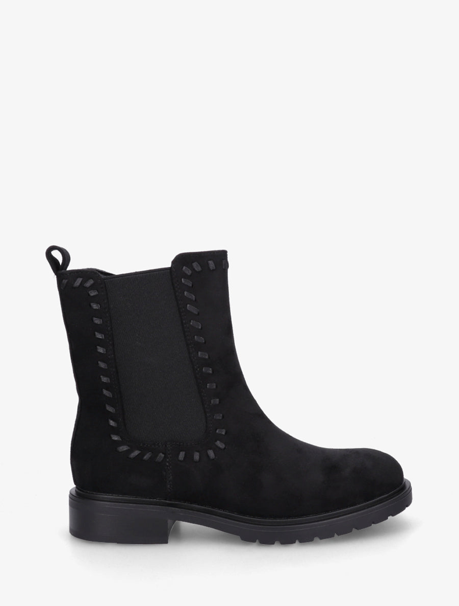 Bottines élastiquées en suédine - Noir - 1