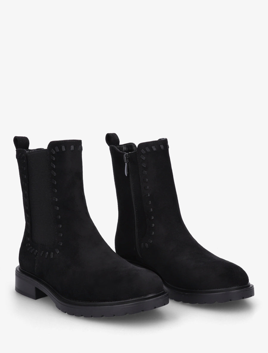 Bottines élastiquées en suédine - Noir - 4